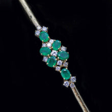 Vintage Retro Bracelet Bangle 18k Gold Diamonds Emeralds w Appraisal (4847)