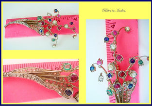 Antique Brooch French En Tremblant 18k Gold Diamonds Gems w Appraisal (4814)