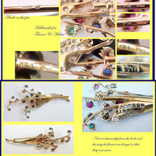 Antique Brooch French En Tremblant 18k Gold Diamonds Gems w Appraisal (4814)