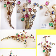 Antique Brooch French En Tremblant 18k Gold Diamonds Gems w Appraisal (4814)