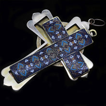 Antique Renaissance Cross Pendant Gold Enamel w Victorian Gold Case Unisex (6165