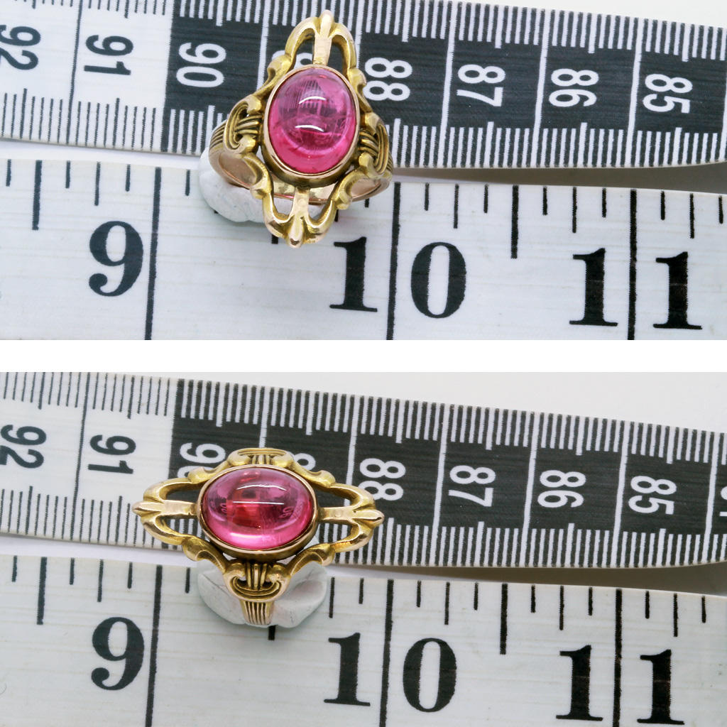 Antique Art Nouveau Ring gold pink tourmaline French (6405)