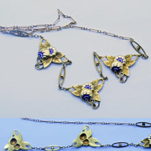 Antique Art Deco Necklace Collier Draperie 18k Gold and Enamel (6408)