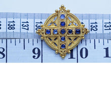 Castellani Brooch Cross 18k Gold Sapphires Victorian Renaissance Revival (6424)