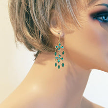 Antique Earrings Gold Emeralds Ear Pendants Indian 22k Kundan Wedding (6433)