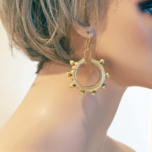 Antique Earrings Enormous Gold Disks w attached Golden Globes India (6441)