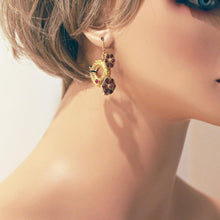 Antique Indian Earrings Hoops 22k Gold ruby spinel paste Flowers Gintili (6450)