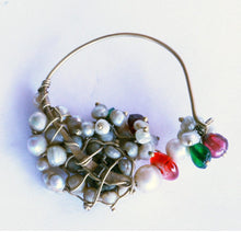 Antique Indian Nath Nose Ring high k gold paste gems pearls early 1900's (6455) (Copy)