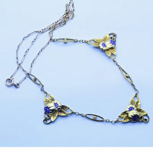 Antique Art Deco Necklace Collier Draperie 18k Gold and Enamel (6408)