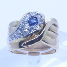 Antique Victorian Snake Ring Sapphire Diamonds 18k Gold w Appraisal (6411)