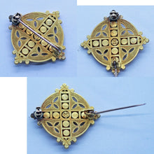 Castellani Brooch Cross 18k Gold Sapphires Victorian Renaissance Revival (6424)