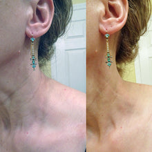 Antique Early Victorian Earrings Ear Pendants 14k Gold Diamonds Emeralds (6500)