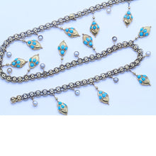 Antique Victorian Necklace 14k Gold Turquoise Pearls Revivalist (6504)