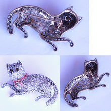 Antique Cat Brooch Gold Diamonds Silver Rubies Belle Epoque w Appraisal (6508)