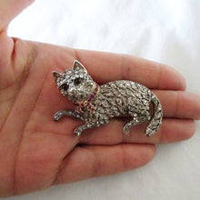 Antique Cat Brooch Gold Diamonds Silver Rubies Belle Epoque w Appraisal (6508)