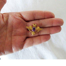 Carter, Gough & Co Antique Nouveau Brooch Pendant Gold Amethyst Peacocks (6511)