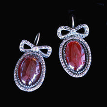 Antique early Georgian Earrings Garnet Bows Gold Silver Pyrite c1740 (6496)