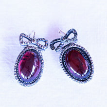 Antique early Georgian Earrings Garnet Bows Gold Silver Pyrite c1740 (6496)