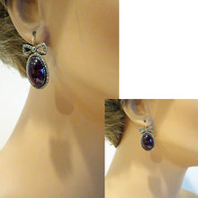 Antique early Georgian Earrings Garnet Bows Gold Silver Pyrite c1740 (6496)