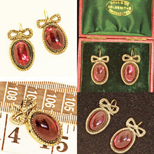 Antique early Georgian Earrings Garnet Bows Gold Silver Pyrite c1740 (6496)