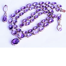 Victorian Necklace Earrings Set Day Night Double Riviere Amethyst Gold (6499)