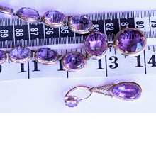 Victorian Necklace Earrings Set Day Night Double Riviere Amethyst Gold (6499)