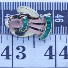 Vintage Retro Earrings Egyptian Revival 14k Gold Emeralds Austrian (6430)