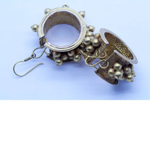 Antique Earrings Enormous Gold Disks w attached Golden Globes India (6441)