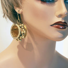 Antique Earrings Enormous Gold Disks w attached Golden Globes India (6441)