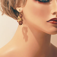 Antique Indian Earrings Hoops 22k Gold ruby spinel paste Flowers Gintili (6450)