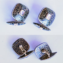 Antique Vintage Cufflinks Gold Diamonds Enamel Mughal Indian unisex (6452)