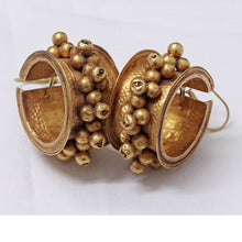 Antique Vintage Earrings 20-22k Gold Huge Hoops with Gold Baubles Indian (6465)