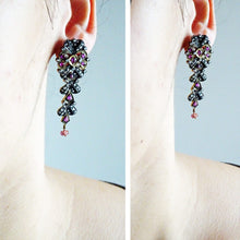 Antique Necklace Earrings Set Gold Diamond Ruby Spinel Silver Anglo Indian(6490)