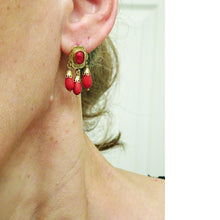 Antique Victorian Earrings 18k Gold Tiny Crl Cameos French Girandole (6547)