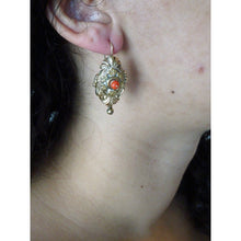 Antique Victorian Earrings 14k Gold Crl Repousse Foliage Scrolls (6548)