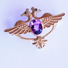 Carter, Gough & Co Antique Nouveau Brooch Pendant Gold Amethyst Peacocks (6511)