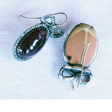 Antique early Georgian Earrings Garnet Bows Gold Silver Pyrite c1740 (6496)