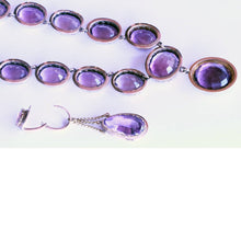 Victorian Necklace Earrings Set Day Night Double Riviere Amethyst Gold (6499)