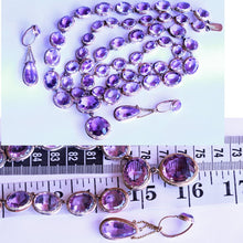 Victorian Necklace Earrings Set Day Night Double Riviere Amethyst Gold (6499)