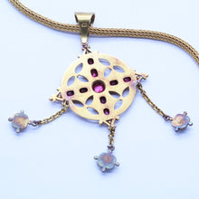 John Brogden Pendant Necklace Ruby Emerald 15ct Gold Renaissance Revival (6557)