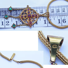John Brogden Pendant Necklace Ruby Emerald 15ct Gold Renaissance Revival (6557)