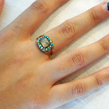 Antique Georgian Ring Turquoise Pearls 14k Gold Love Token Memorial (6529)