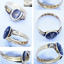 Antique Victorian Mourning Ring 18k Gold Diamonds Enamel Cross Locket (6531)