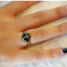 Antique Victorian Mourning Ring 18k Gold Diamonds Enamel Cross Locket (6531)