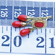 Antique Victorian Earrings 18k Gold Tiny Crl Cameos French Girandole (6547)