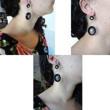 Antique Victorian Micromosaic Earrings Ear Pendants Silver Micro Mosaics (6556)