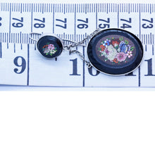 Antique Victorian Micromosaic Earrings Ear Pendants Silver Micro Mosaics (6556)