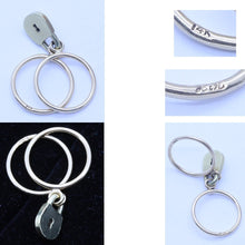 Antique / Vintage Ring 14k Gold Double hoops w Padlock Charm Dangle (6518)
