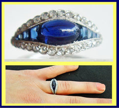 Antique Vintage Ring Art Deco Platinum Sapphires Diamonds Superb c1930 (5033)