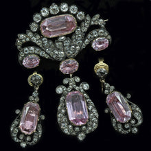Antique Brooch Pendant Earrings Diamonds Pink Topaz Gold Set w Appraisal (6306